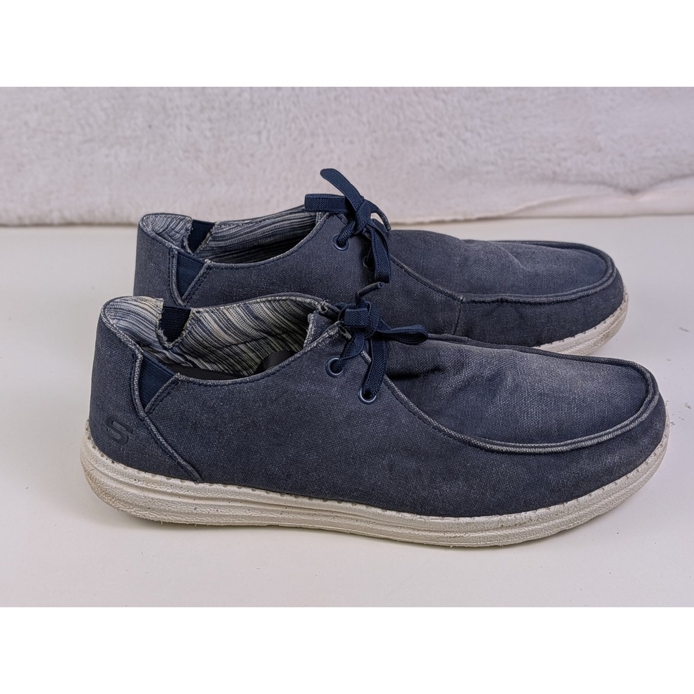 Skechers Melson Volgo Navy Canvas Moc Toe Loafers Shoes 59988 Mens 10 - Picture 3 of 7